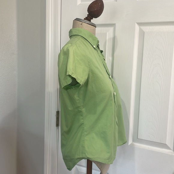 Y2K Gap short sleeve button-down blouse, 100% cotton shirt green women’s size XS - Picture 3 of 8